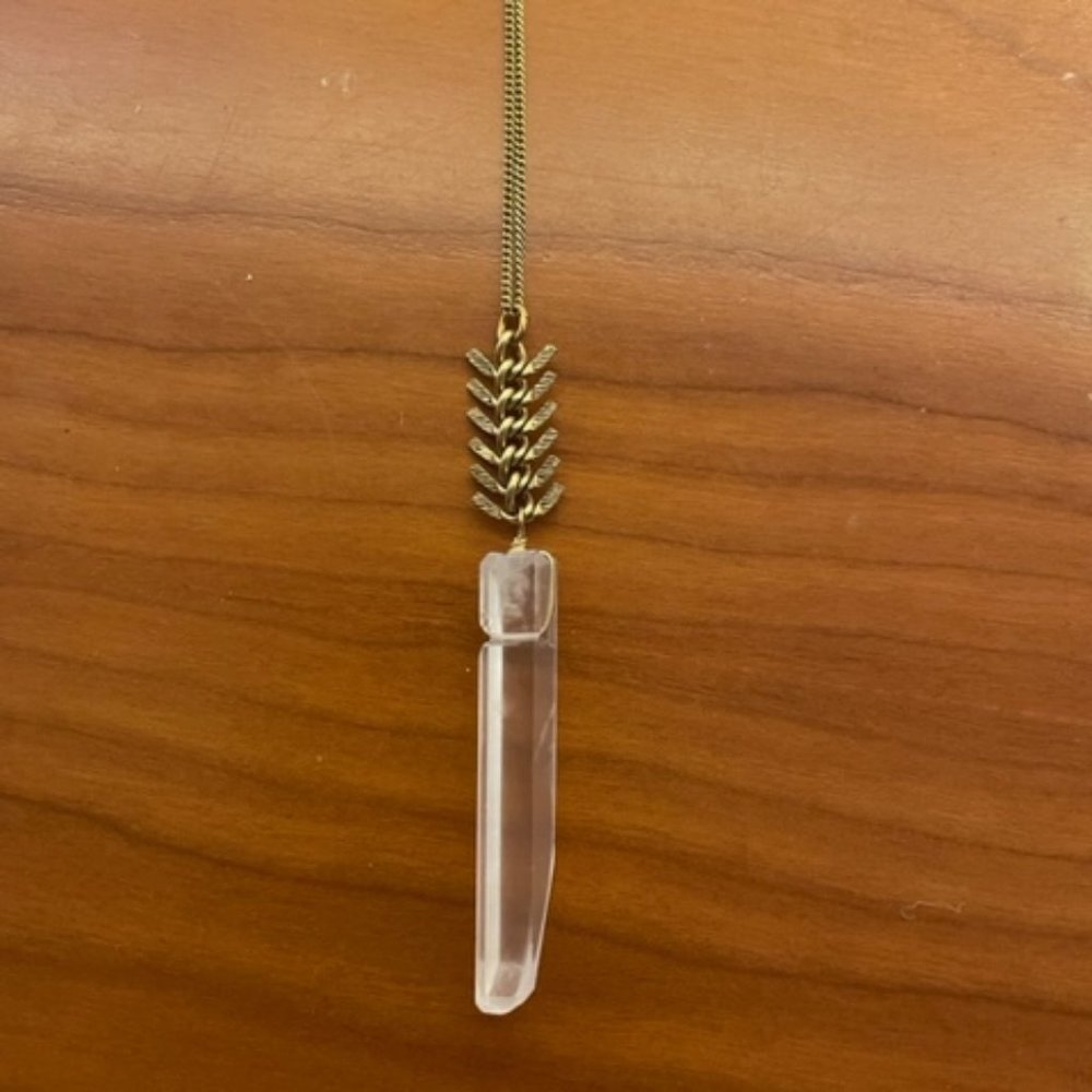 long Brass and Crystal Pendant